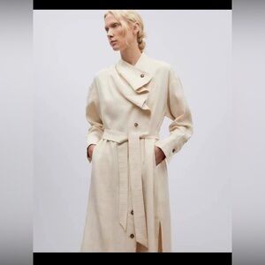 NWOT| Adolfo Dominguez Linen Light Cream Midi Dress 42(US 6)